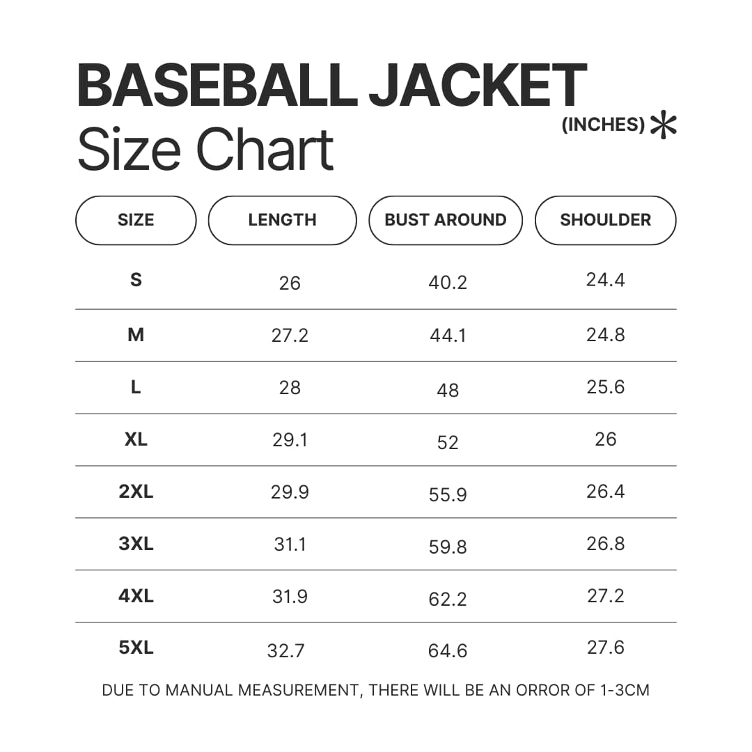 Baseball Jacket Size Chart - Melanie Martinez Music Store