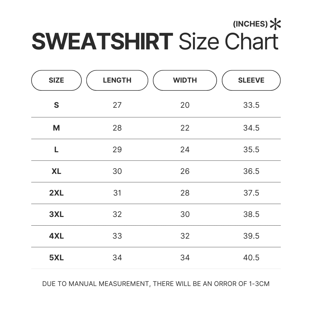 Sweatshirt Size Chart - Melanie Martinez Music Store