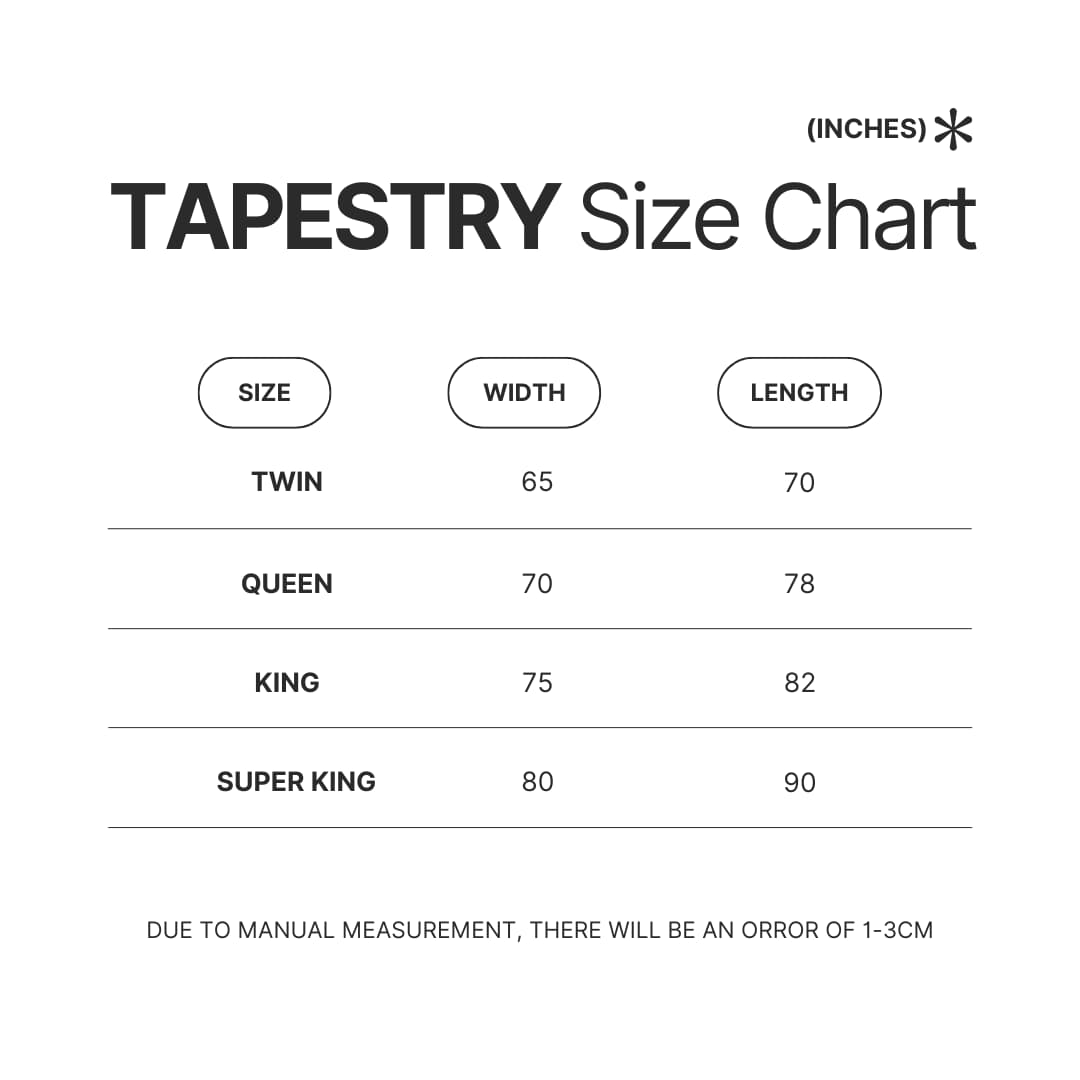 Tapestry Size Chart - Melanie Martinez Music Store